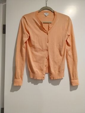 J. Crew Peach Button-Front Crewneck Cotton Cardigan